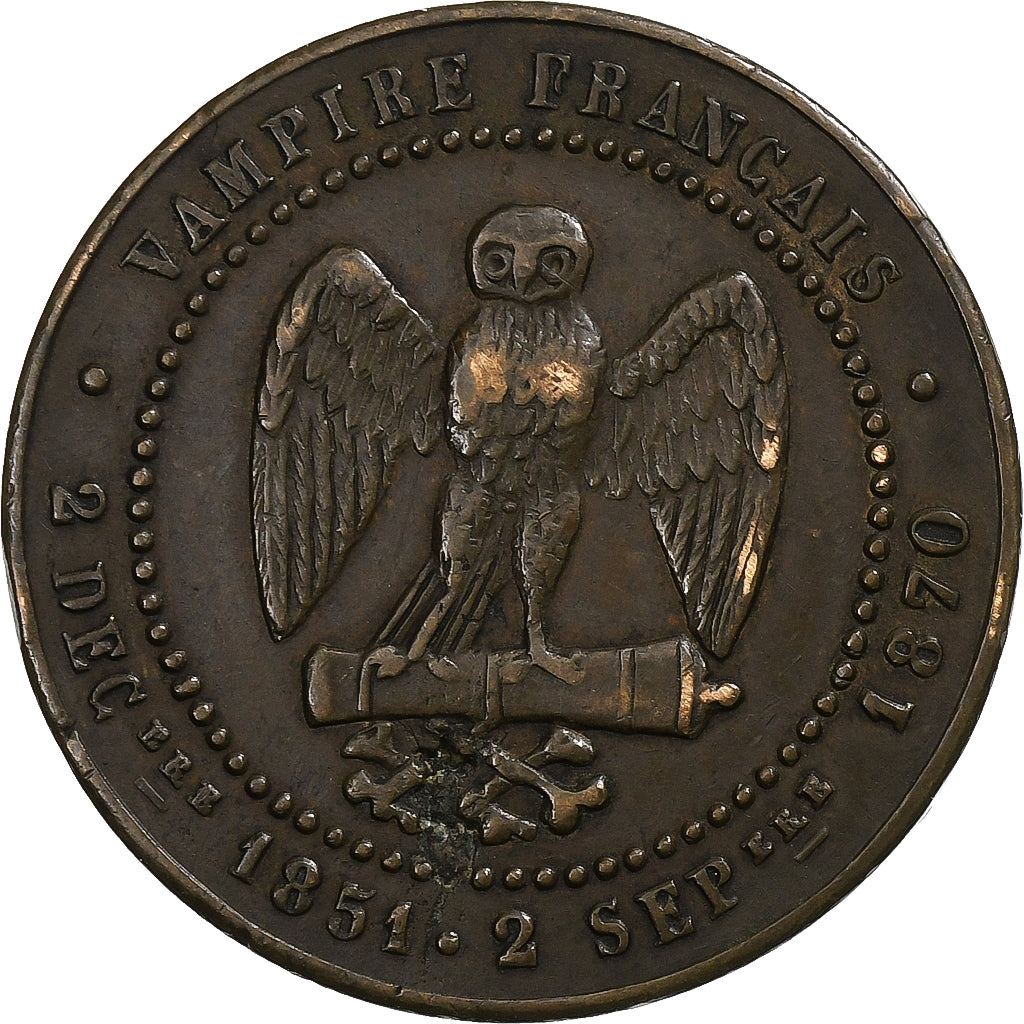 France, Napoleon III, 5 Centimes, 1870, Paris, Satirique, Bronze, EF(40-45)