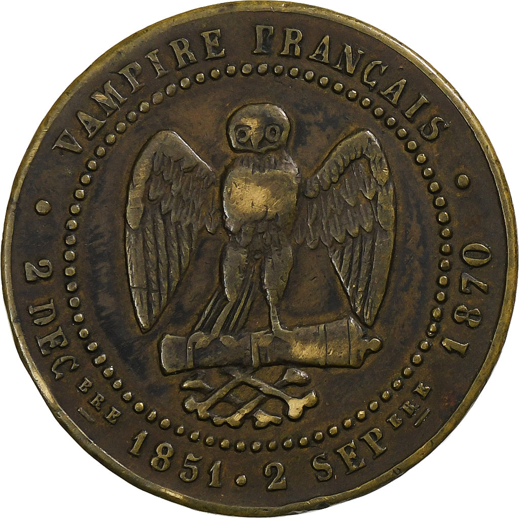 France, Napoleon III, 5 Centimes, 1870, Paris, Satirique, Bronze, EF(40-45)