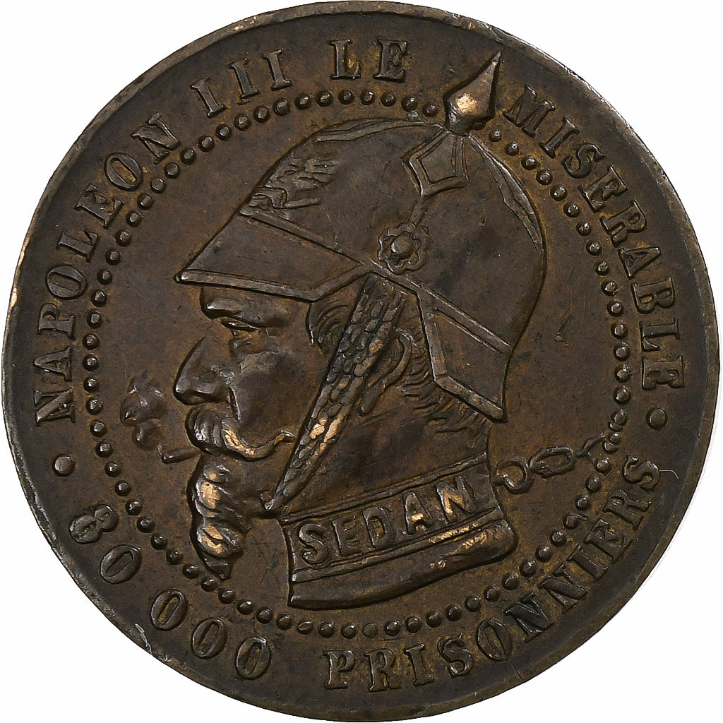 France, Napoléon III, 5 Centimes, 1870, Paris, Satirique, Bronze, TTB