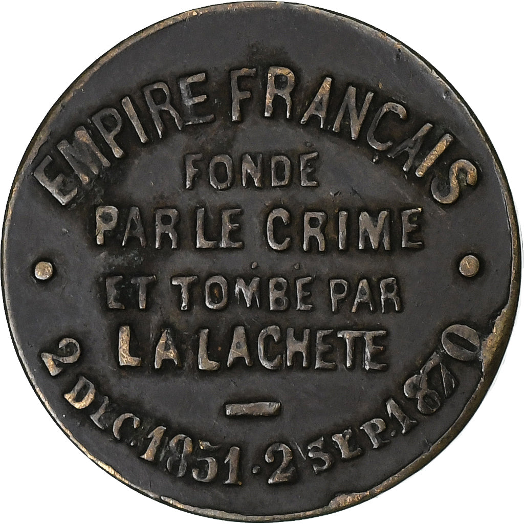 Francia, medalla, satirique, Napoléon le Petit, La Lacheté, 1870, Bronce, MBC