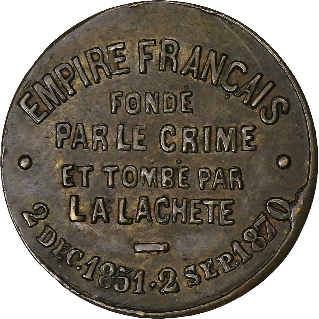Francia, medalla, satirique, Napoléon le Petit, La Lacheté, 1870, Bronce, MBC