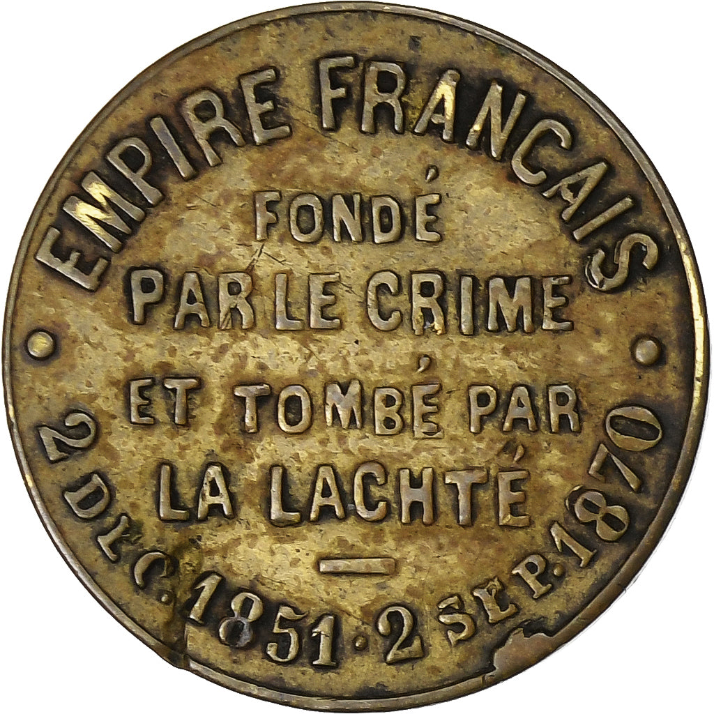 Frankreich, Medaille, satirique, Napoléon le Petit, La Lacheté, 1870, Bronze