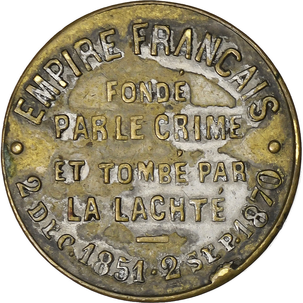 Frankreich, Medaille, satirique, Napoléon le Petit, La Lacheté, 1870, Bronze