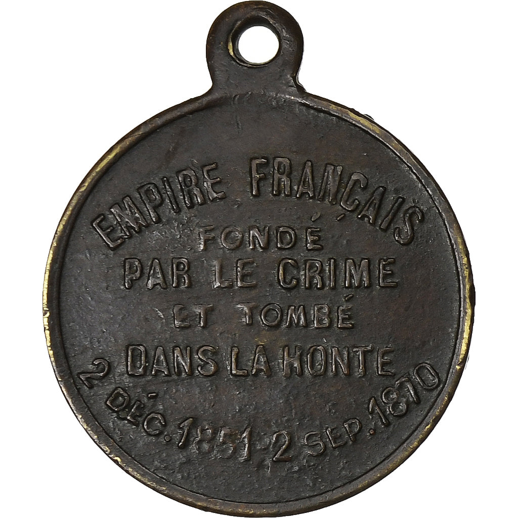 France, Médaille, satirique, Napoléon le Petit, La Lacheté, 1870, Bronze, TTB