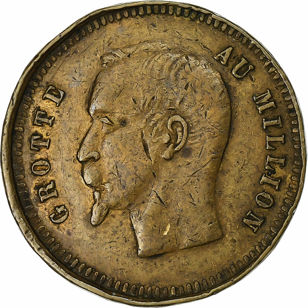 França, Token, Napoléon III, Jeu, La Grotte au Million, Latão, VF(30-35)