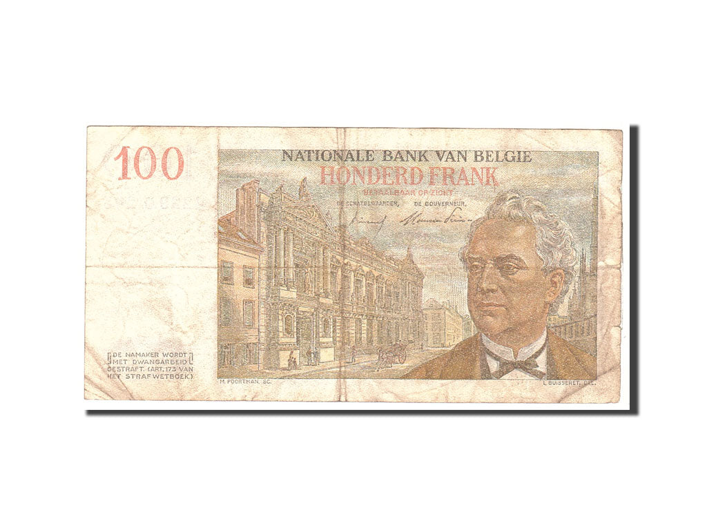 Banknote, Belgium, 100 Francs, 1953, 1953-10-2, KM:129b, VF(20-25)