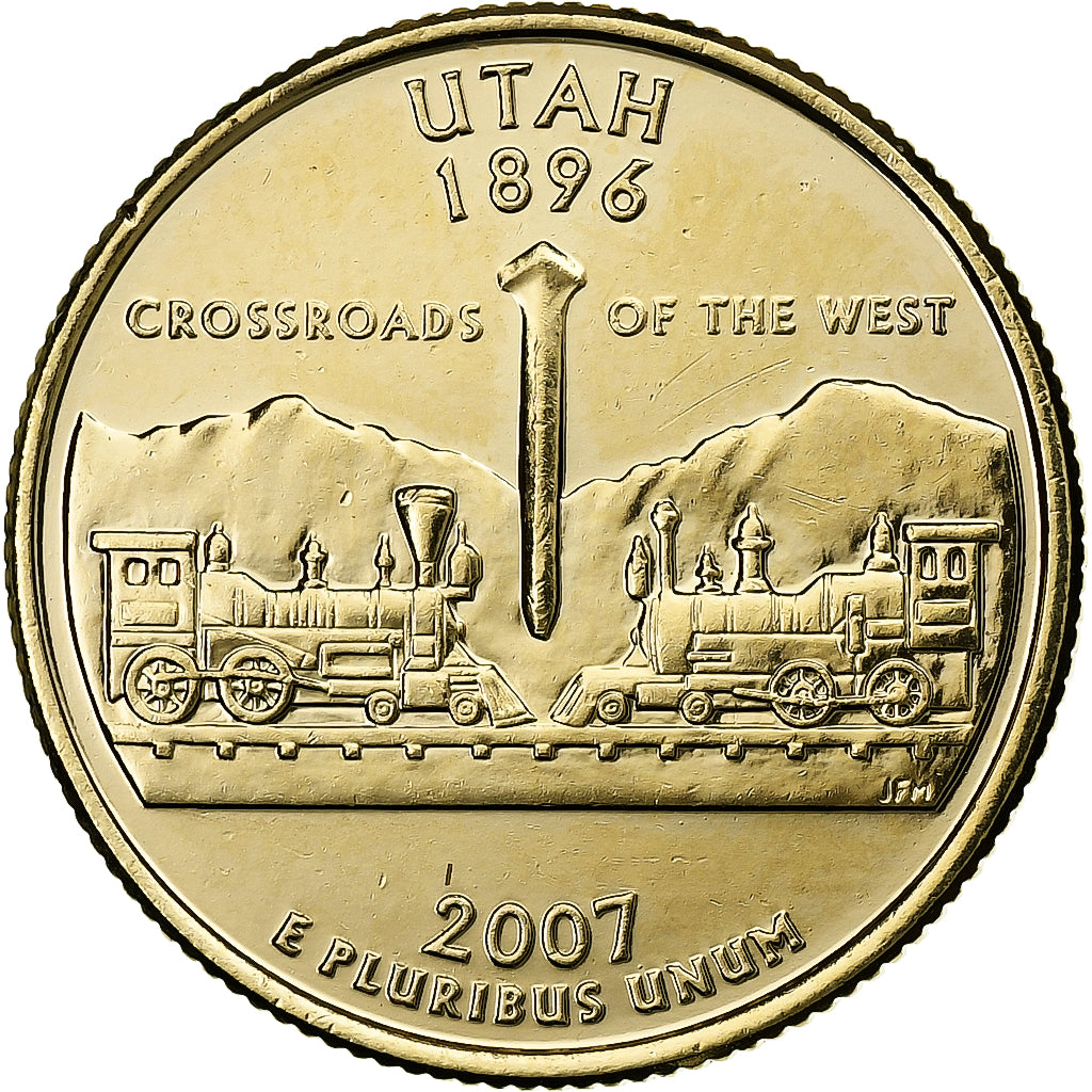 Estados Unidos, Quarter, Quarter Dollar, 2007, U.S. Mint, Utah 1896, Cobre -