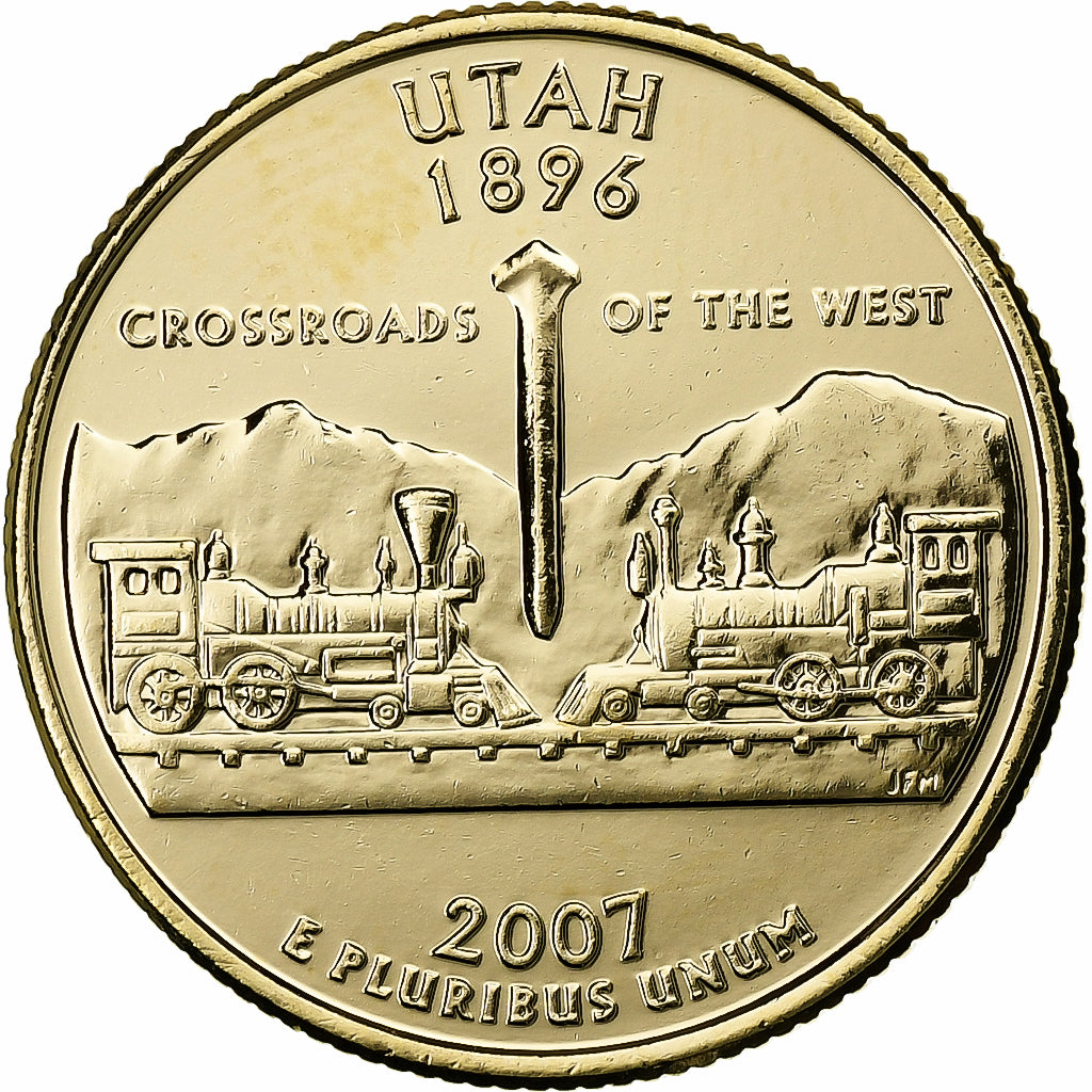 États-Unis, Quarter, Quarter Dollar, 2007, U.S. Mint, Utah 1896, Copper-Nickel