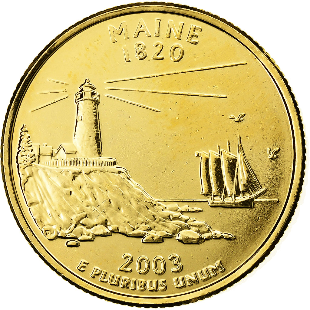 United States, Quarter, Quarter Dollar, 2007, U.S. Mint, Maine 1820