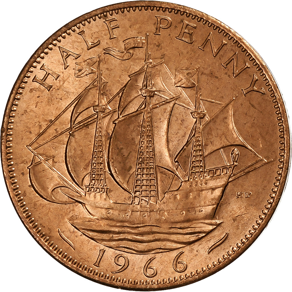 Great Britain, Elizabeth II, 1/2 Penny, Titanic, , Liverpool, 1966, Bronze