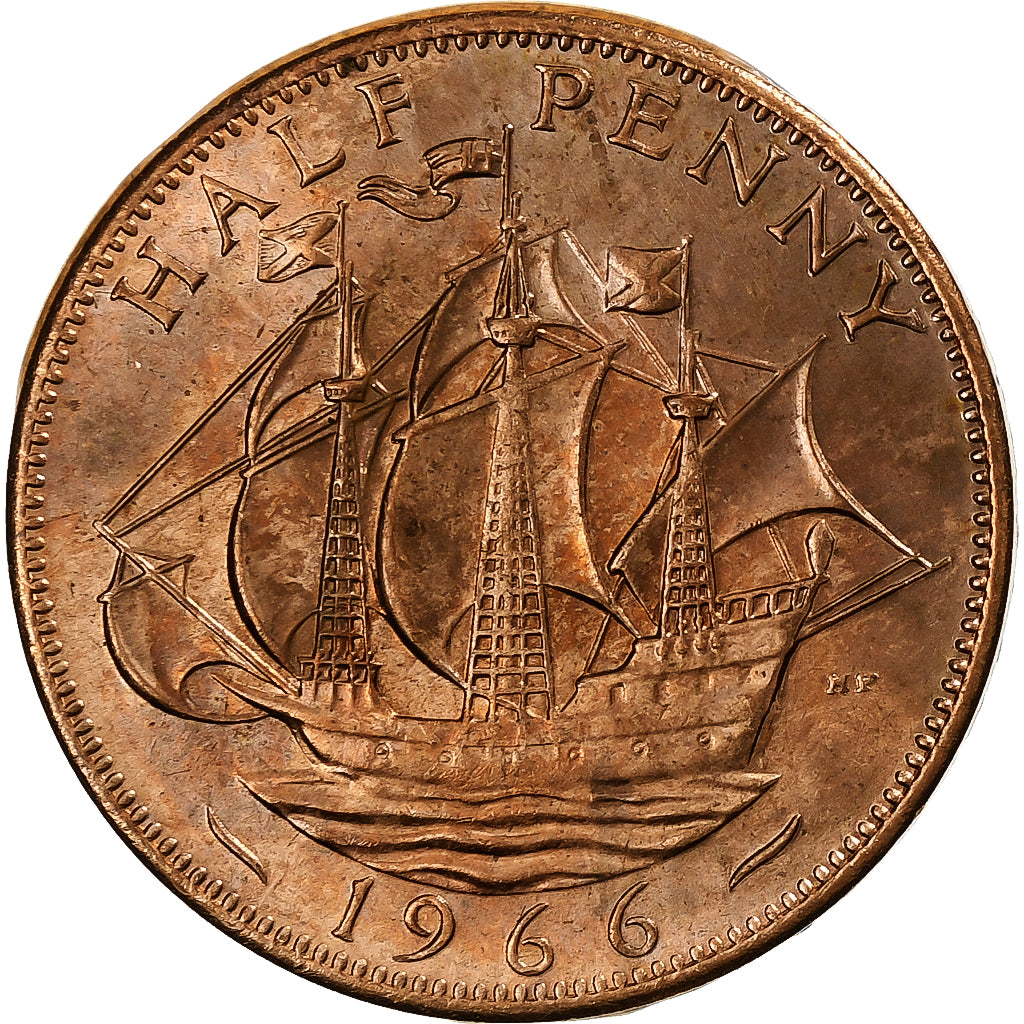 Großbritannien, Elizabeth II, 1/2 Penny, Titanic, 100 Ans, 1966, Bronze, UNZ