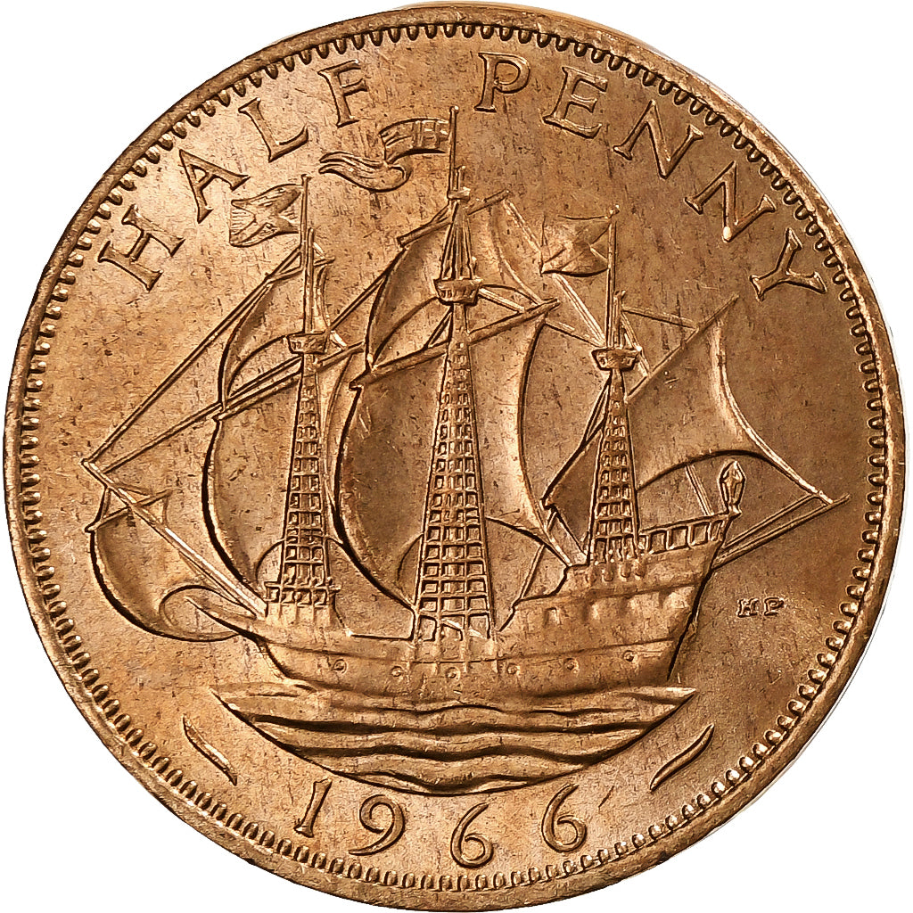 Wielka Brytania, Elizabeth II, 1/2 Penny, Titanic, 100 Ans, 1966, Brązowy