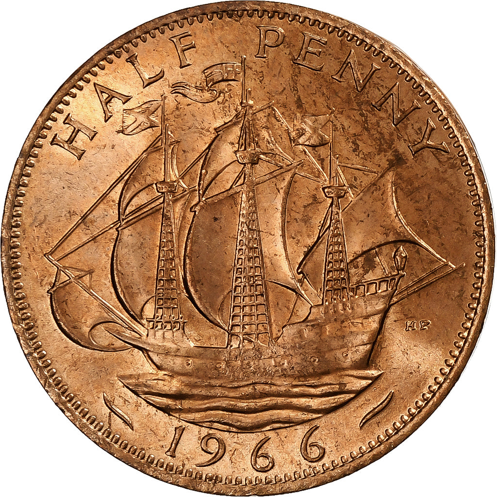 Gran Bretaña, Elizabeth II, 1/2 Penny, Titanic, 100 Ans, 1966, Bronce, SC+