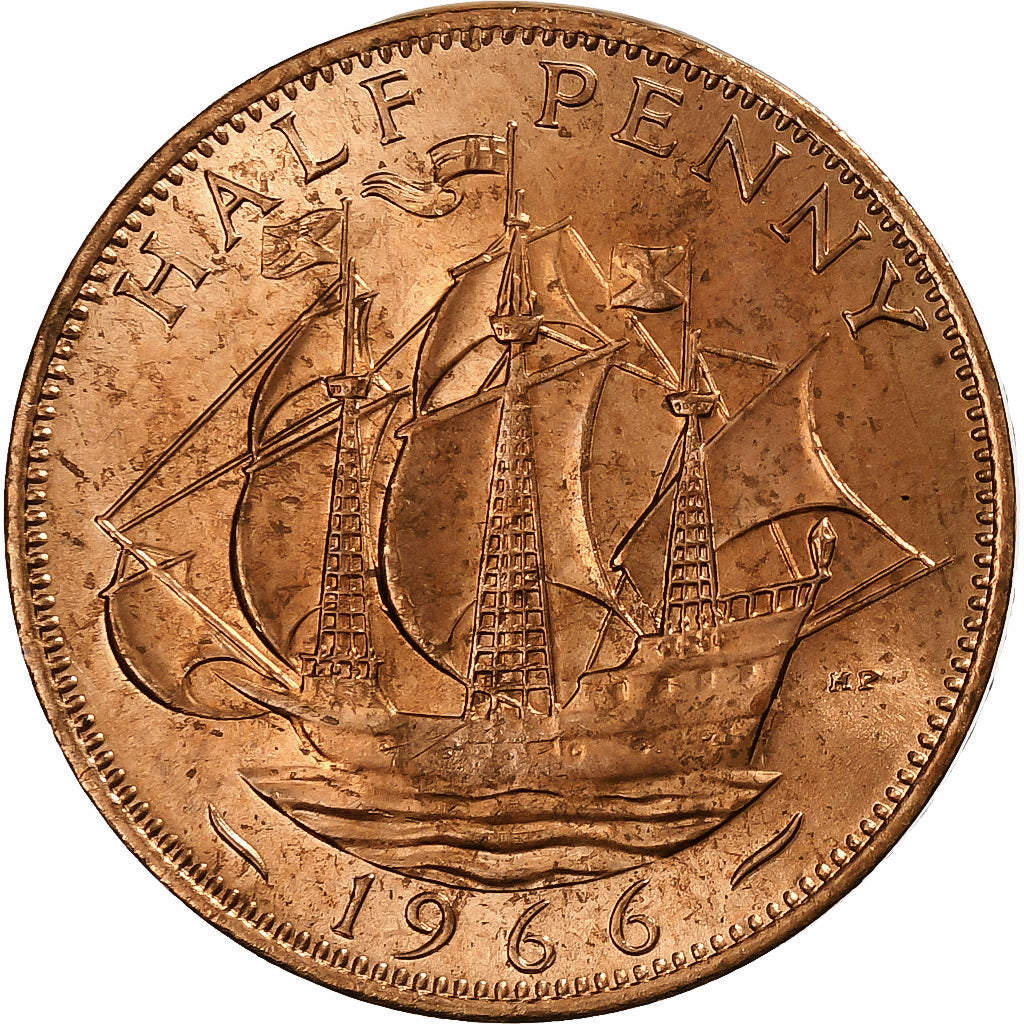 Grã-Bretanha, Elizabeth II, 1/2 Penny, Titanic, 100 Ans, 1966, Bronze, MS(64)