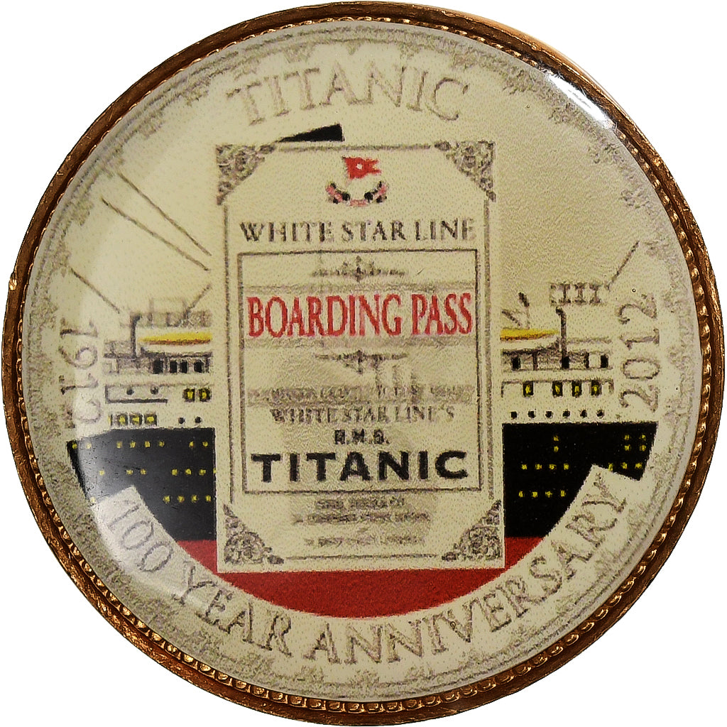 Great Britain, Elizabeth II, 1/2 Penny, Titanic, Boarding Pass, 1966, Bronze