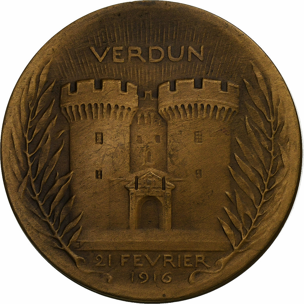 Frankrijk, Medaille, Verdun , On ne passe pas, 1916, Bronzen, Vernier, PR