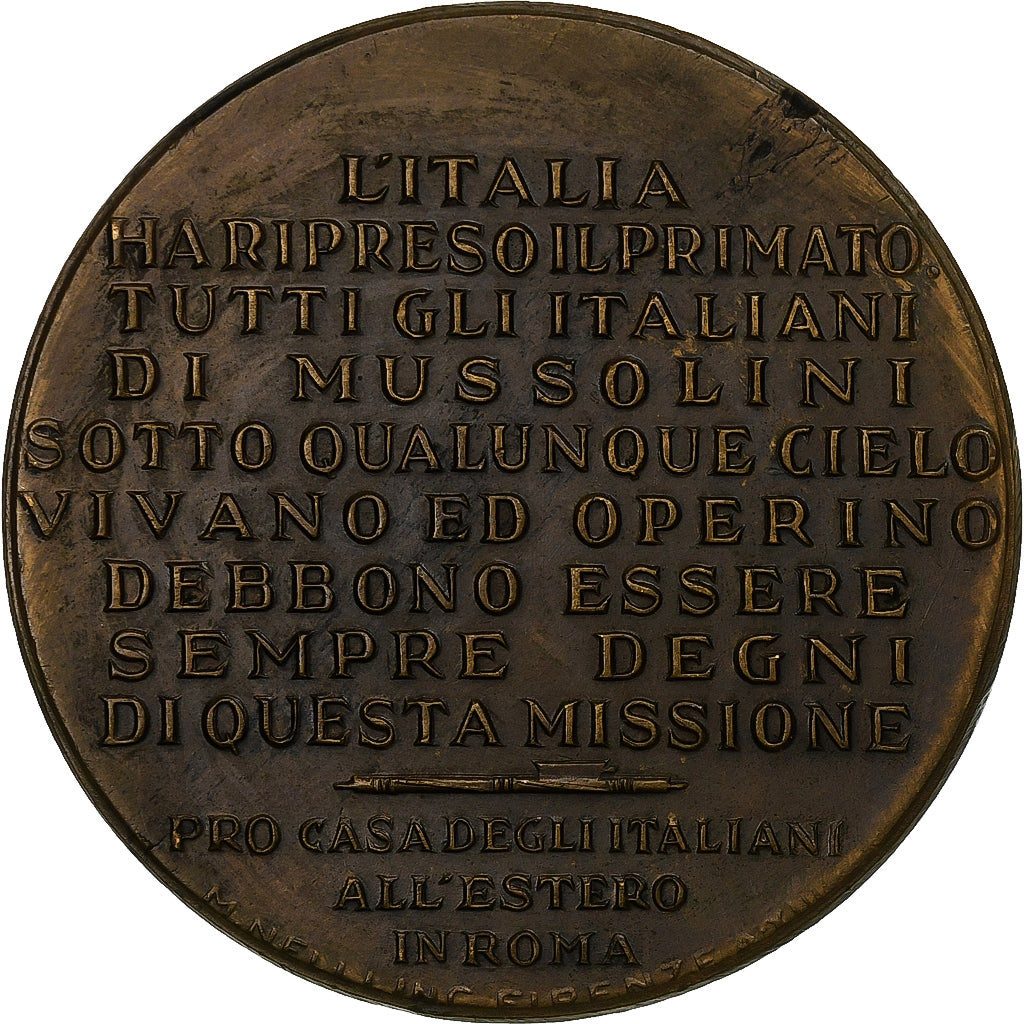 Italy, Medal, Benito Mussolini, UNDATED (1935), Bronze, Rivalta, AU(50-53)
