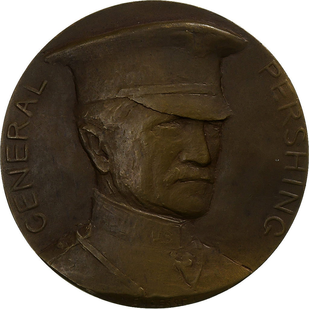 Frankrijk, Medaille, Général Pershing, Lafayette, 1917, Bronzen, Ovide