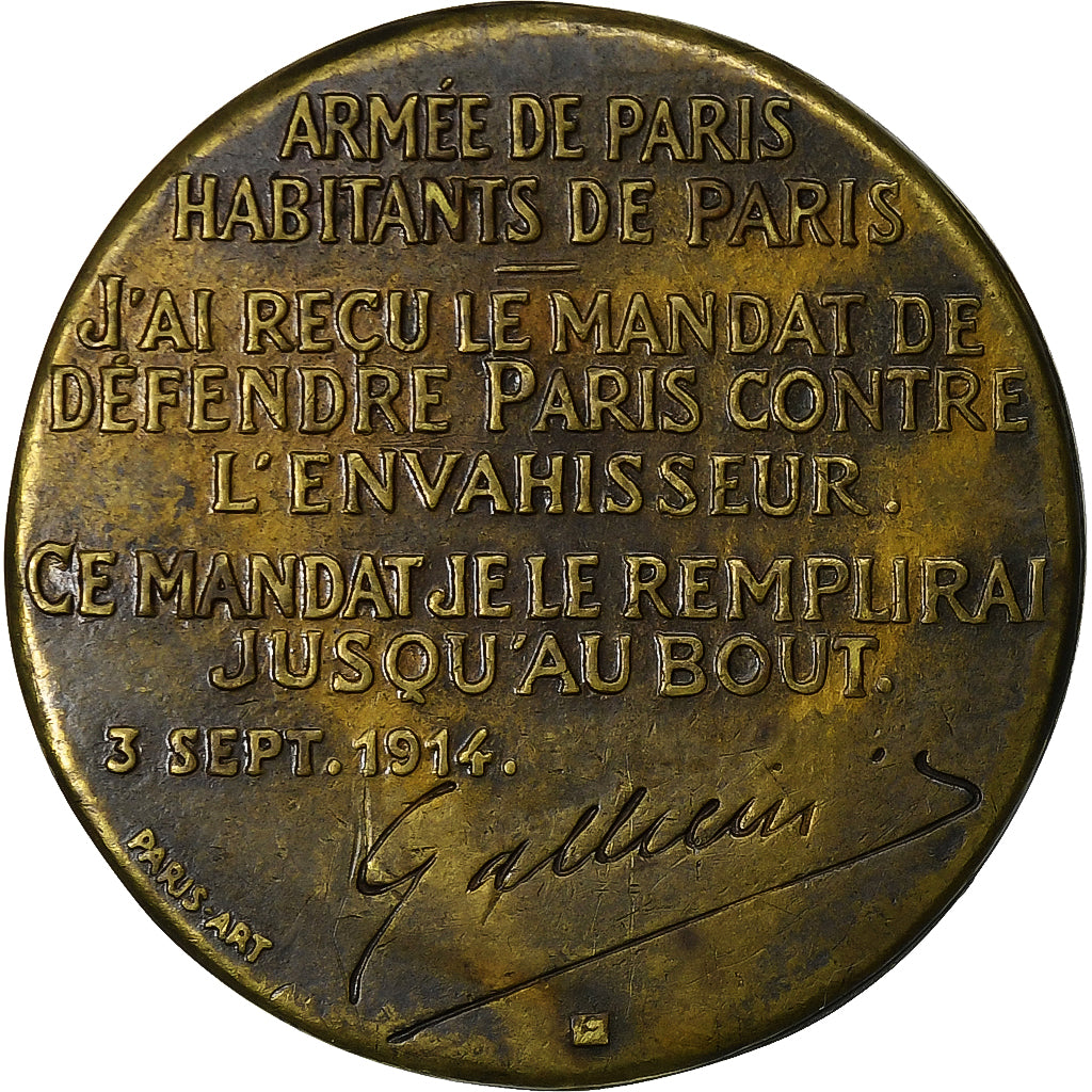 Francia, medalla, Gallieni, 1916, Bronce, Aug.Maillard, MBC+