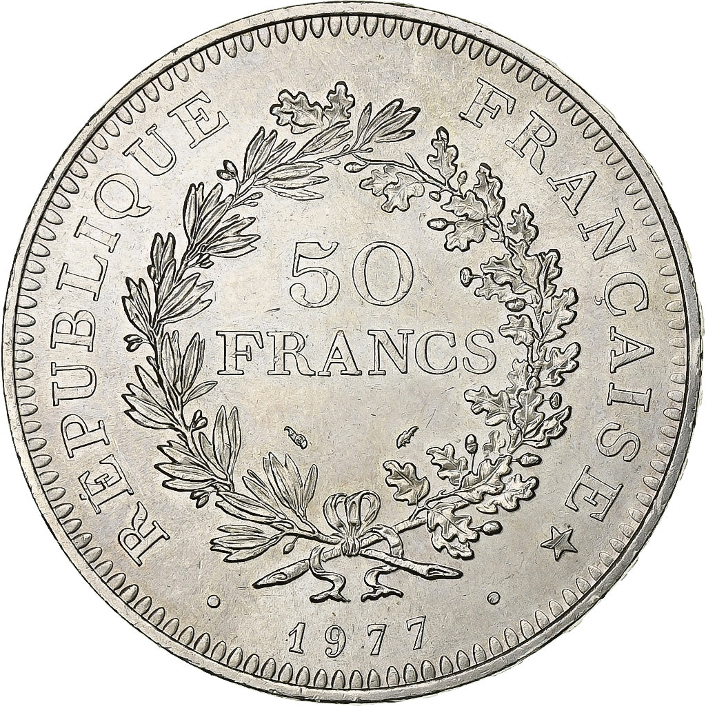 France, 50 Francs, Hercule, 1977, Paris, Silver, MS(60-62), Gadoury:882