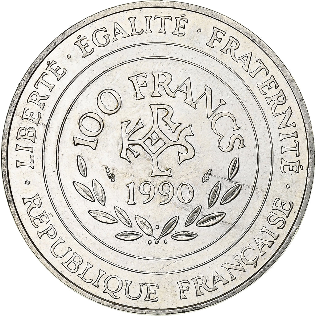 France, 100 Francs, Charlemagne, 1990, Paris, Silver, AU(55-58), Gadoury:905