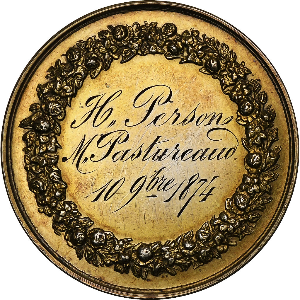 France, Médaille, Mariage, Fidélité Bonheur, 1874, Vermeil, Petit, SPL