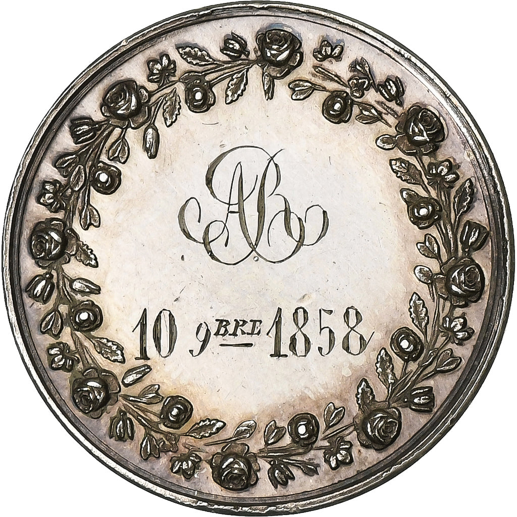 France, Medal, Mariage Chrétien, 1858, Silver, MS(63)