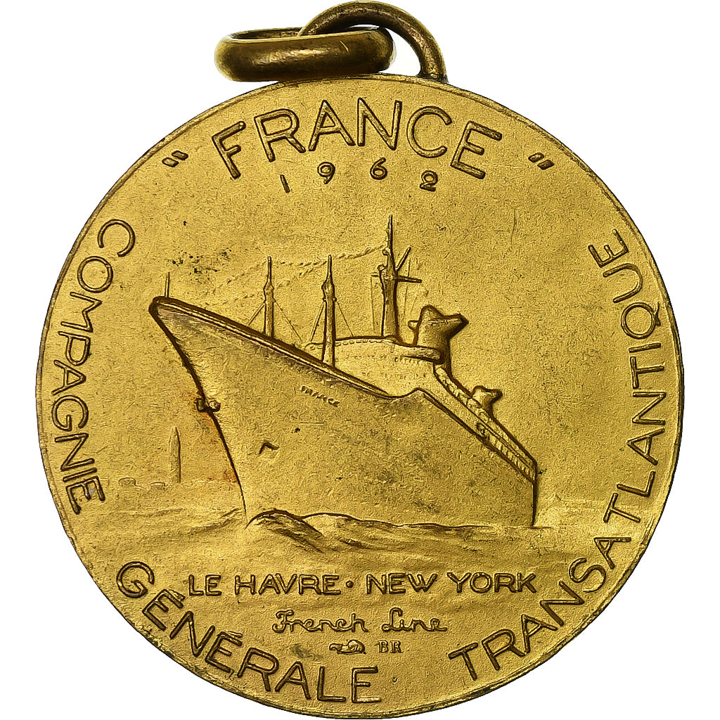 France, Medal, Compagnie Générale Transatlantique, France, 1962, Gilt Bronze