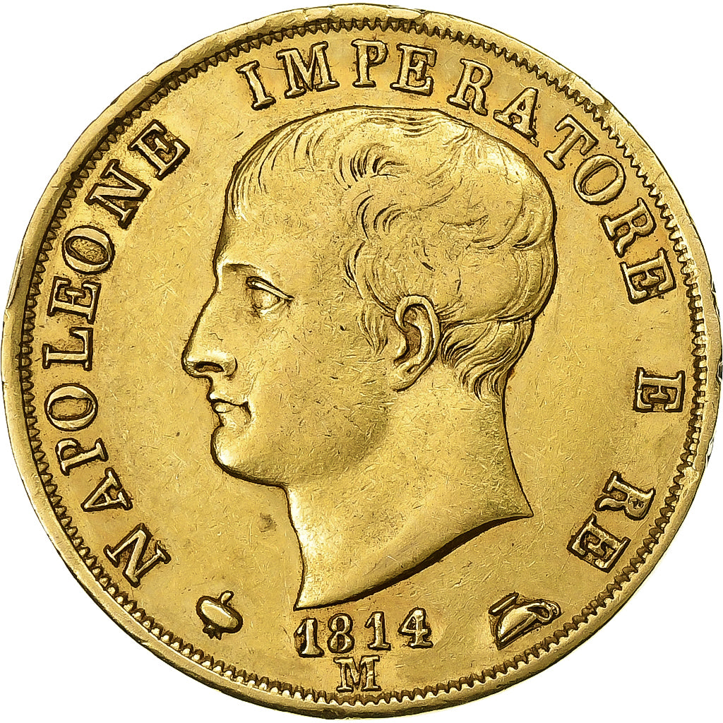 ESTADOS ITALIANOS, KINGDOM OF NAPOLEON, Napoleon I, 40 Lire, 1814, Milan