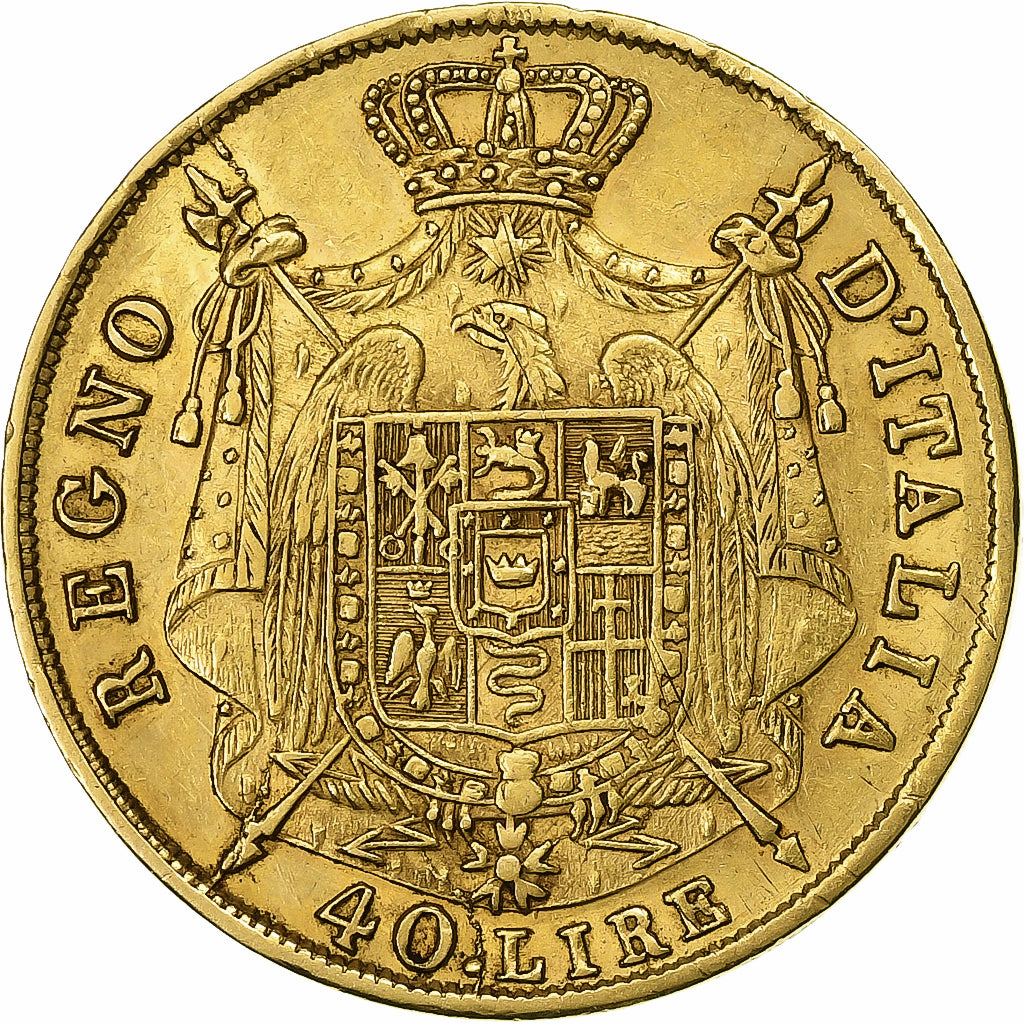 ESTADOS ITALIANOS, KINGDOM OF NAPOLEON, Napoleon I, 40 Lire, 1814, Milan