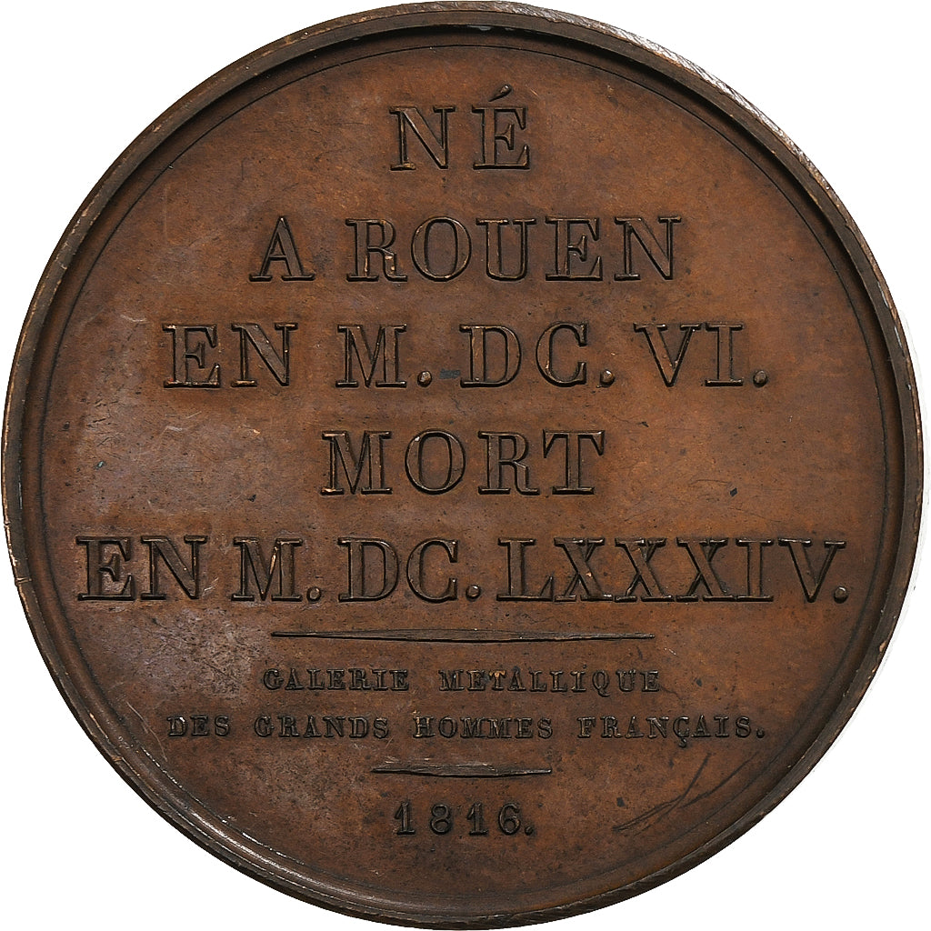 Francia, medaglia, Pierre Corneille, Rouen, 1816, Bronzo, Gatteaux, BB+