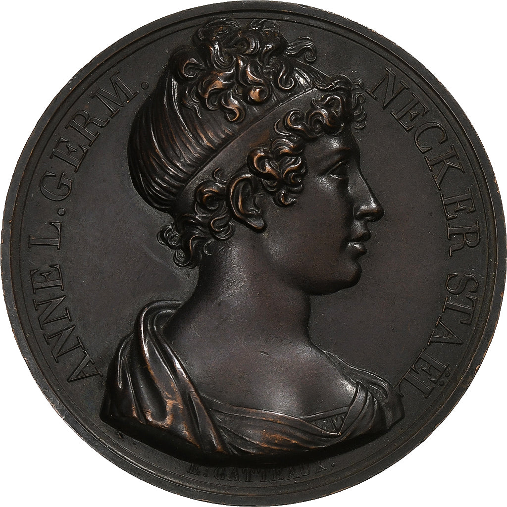 Francja, medal, Anne-Louise Necker-Staël, 1819, Brązowy, Gatteaux, AU(50-53)