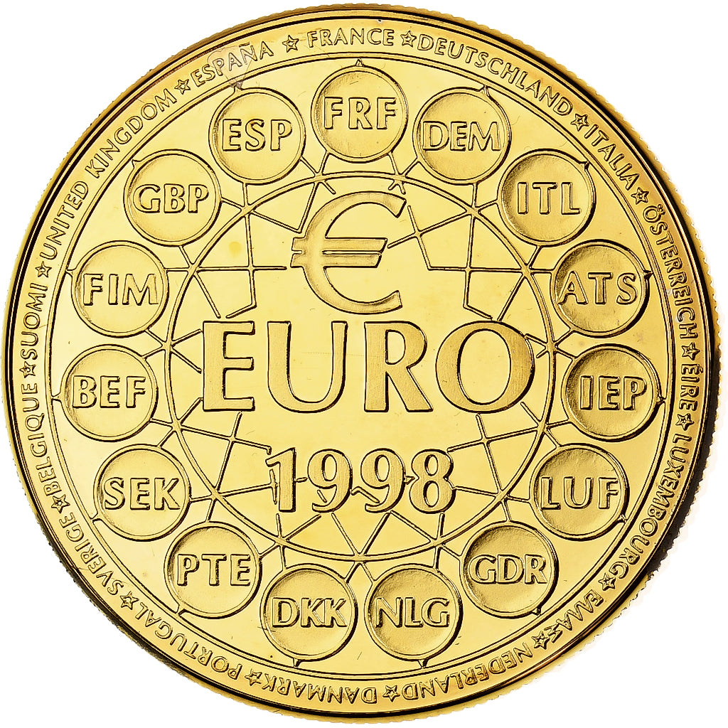 Frankrijk, Medaille, Europe, 20 Euro Essai, 1998, Gilt Bronze, FDC