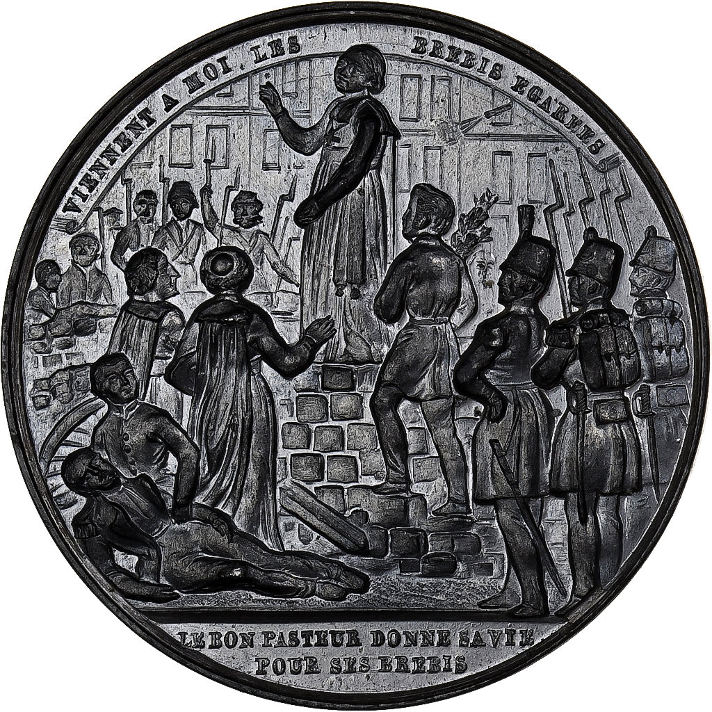 France, Medal, Mort de l'Archevêque Le Bon Pasteur, (1848-1852), Tin, MS(63)