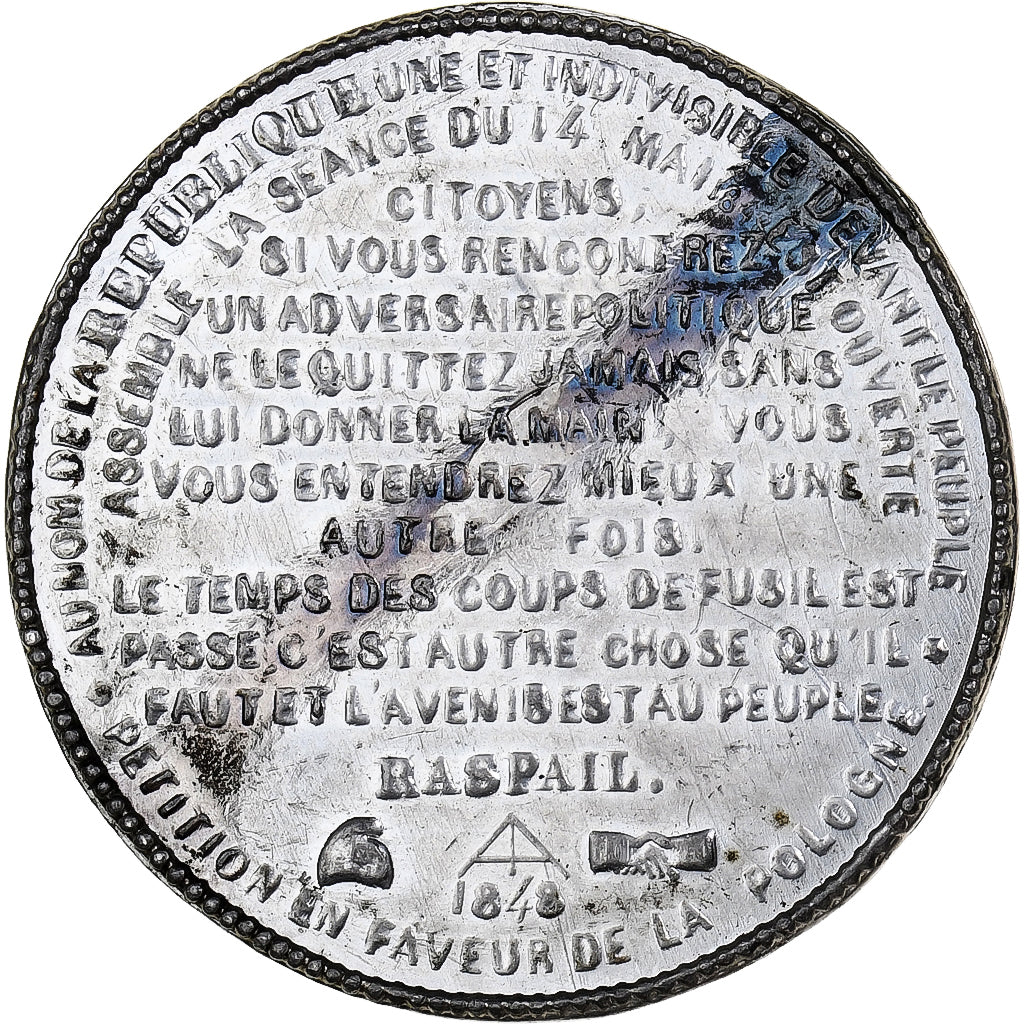 France, Medal, Raspail Prisonnier au Donjon de Vincennes, (1848-1852), Tin