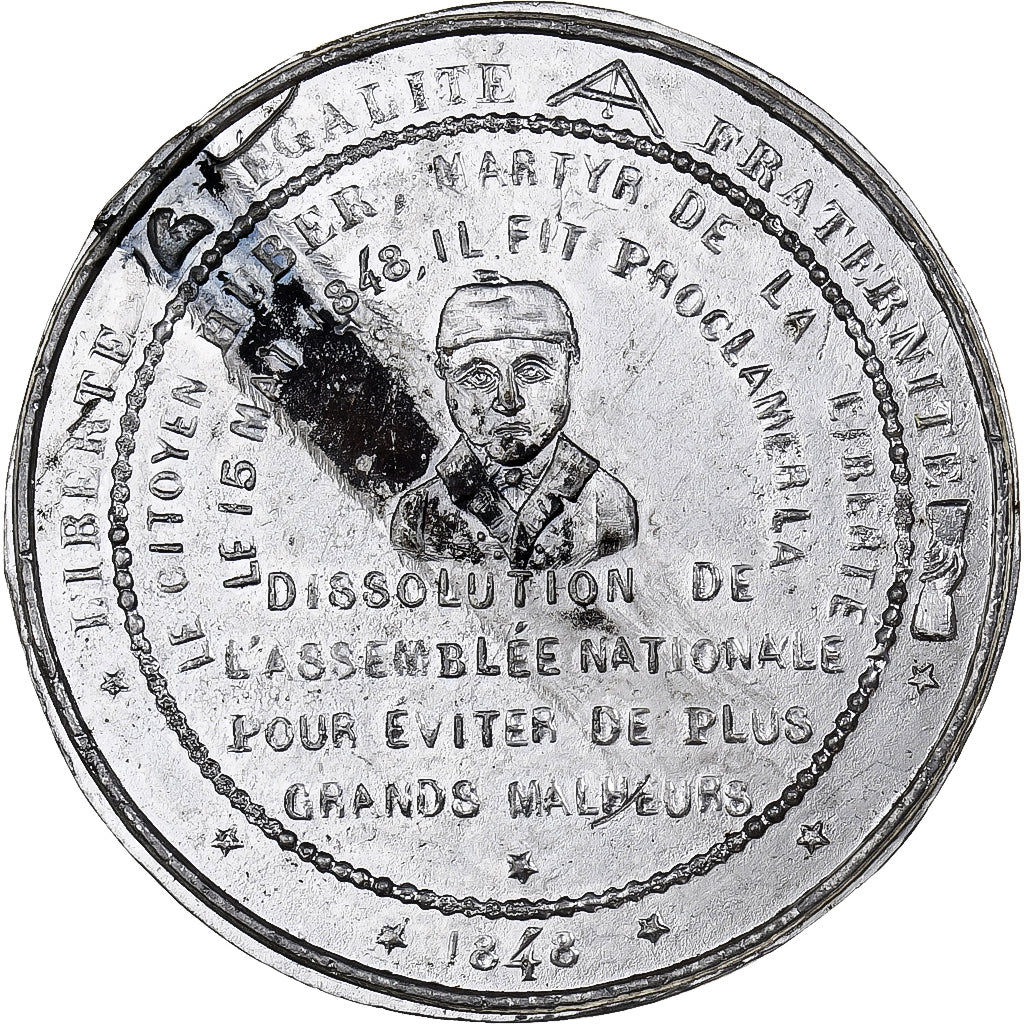 Francia, medaglia, Arrestation suite à l'Attentat du Citoyen Huber, 1848