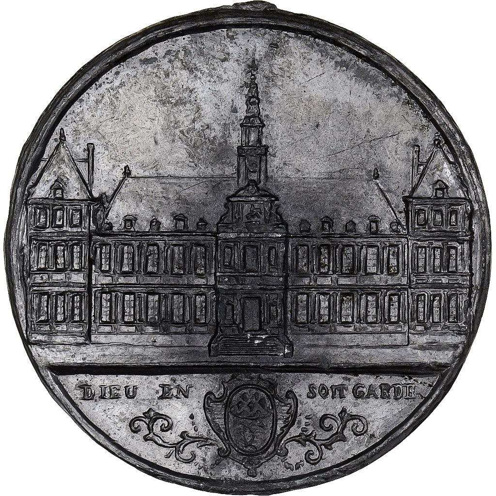 Frankreich, Medaille, Achèvement de l'Hôtel de Ville de Reims, 1825, Zinn, SS+