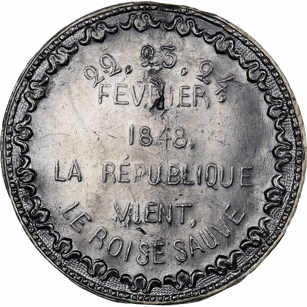 Francia, medaglia, La République Vient, Le Roi se Sauve, 1848, Stagno, SPL-