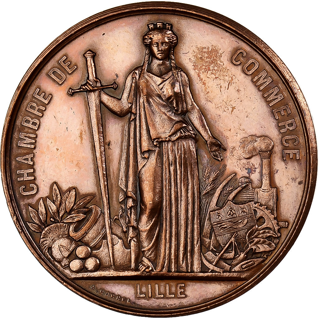 France, Medal, Napoléon III, Visite à Lille, 1867, Copper, Chaplain, MS(63)