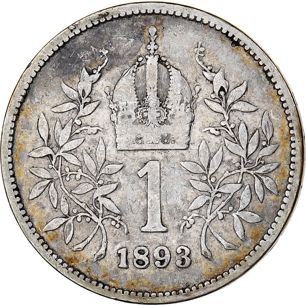Áustria, Franz Joseph I, Corona, 1893, Prata, VF(20-25), KM:2804