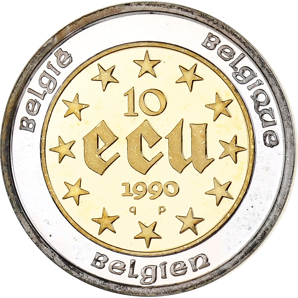 Belgien, 10 Ecu, 1990, Brussels, Gold And Silver, UNZ, KM:181