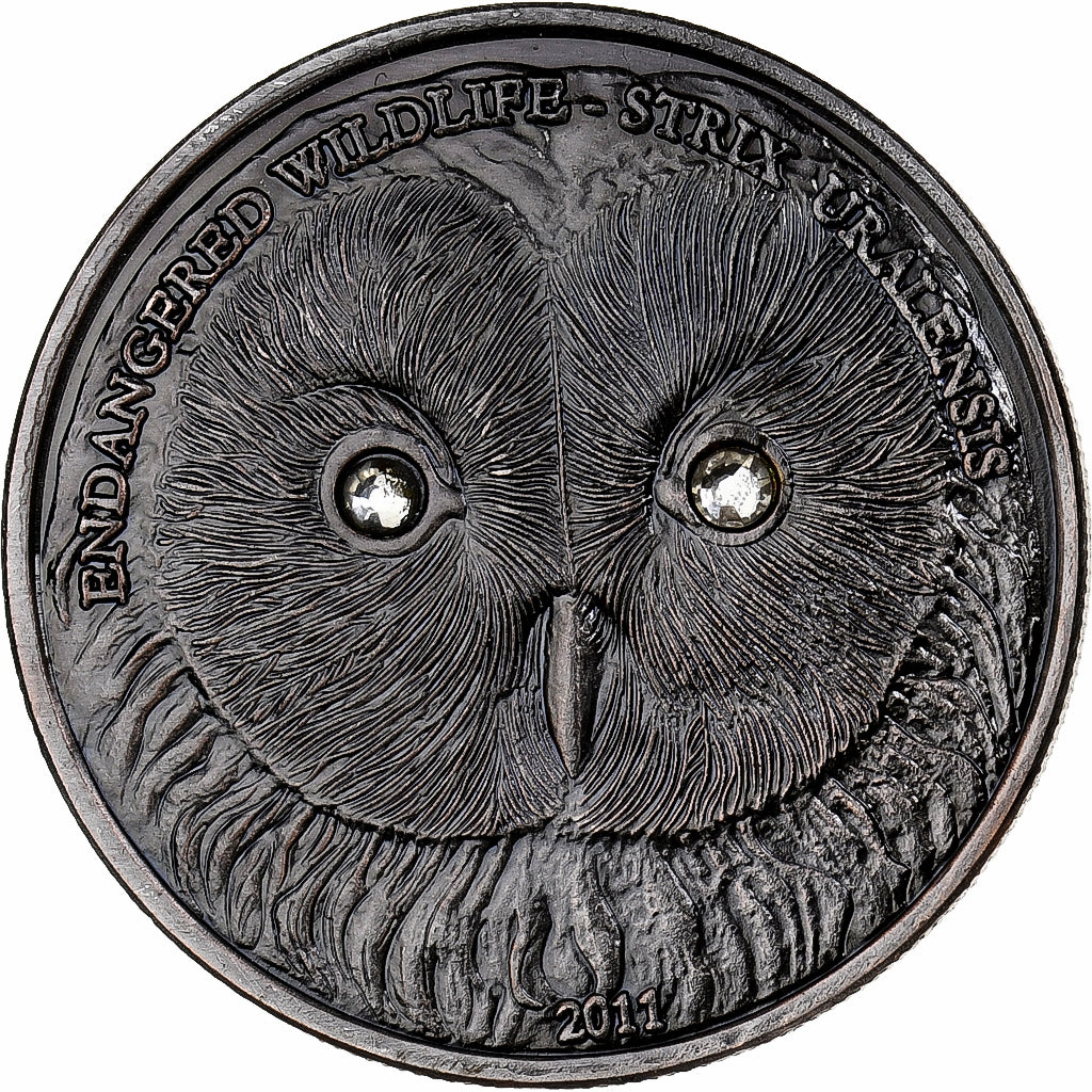 Mongolia, 500 Tugrik, Hibou de L'Oural, 2011, Silver, MS(65-70)