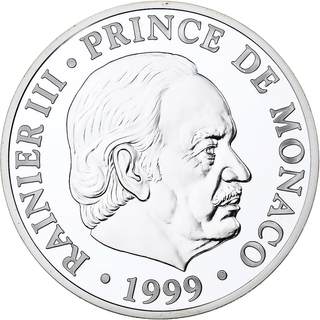 Monaco, medaglia, 50ème Anniversaire de Rainier III, 1999, Argento, FDC