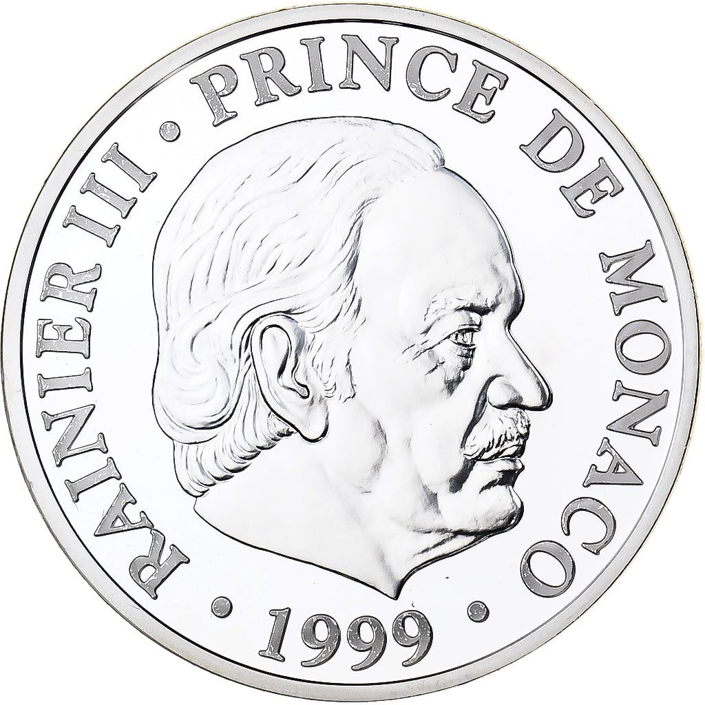 Monaco, medal, 50ème Anniversaire de Rainier III, 1999, Srebro, MS(65-70)