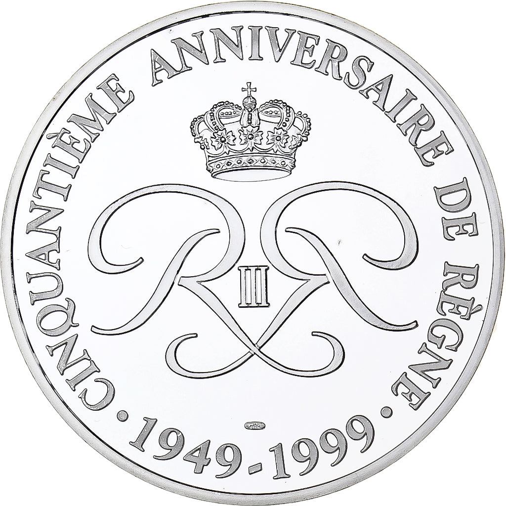 Monaco, medal, 50ème Anniversaire de Rainier III, 1999, Srebro, MS(65-70)