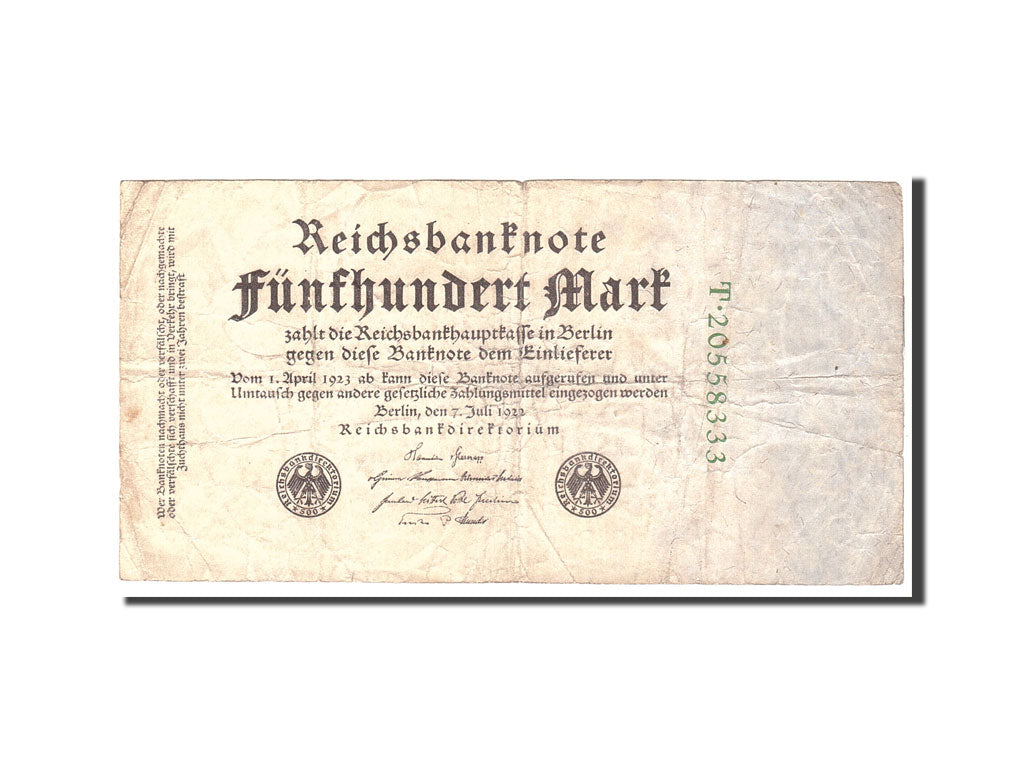 Banknote, Germany, 500 Mark, 1922, 1922-07-07, KM:74c, VF(20-25)