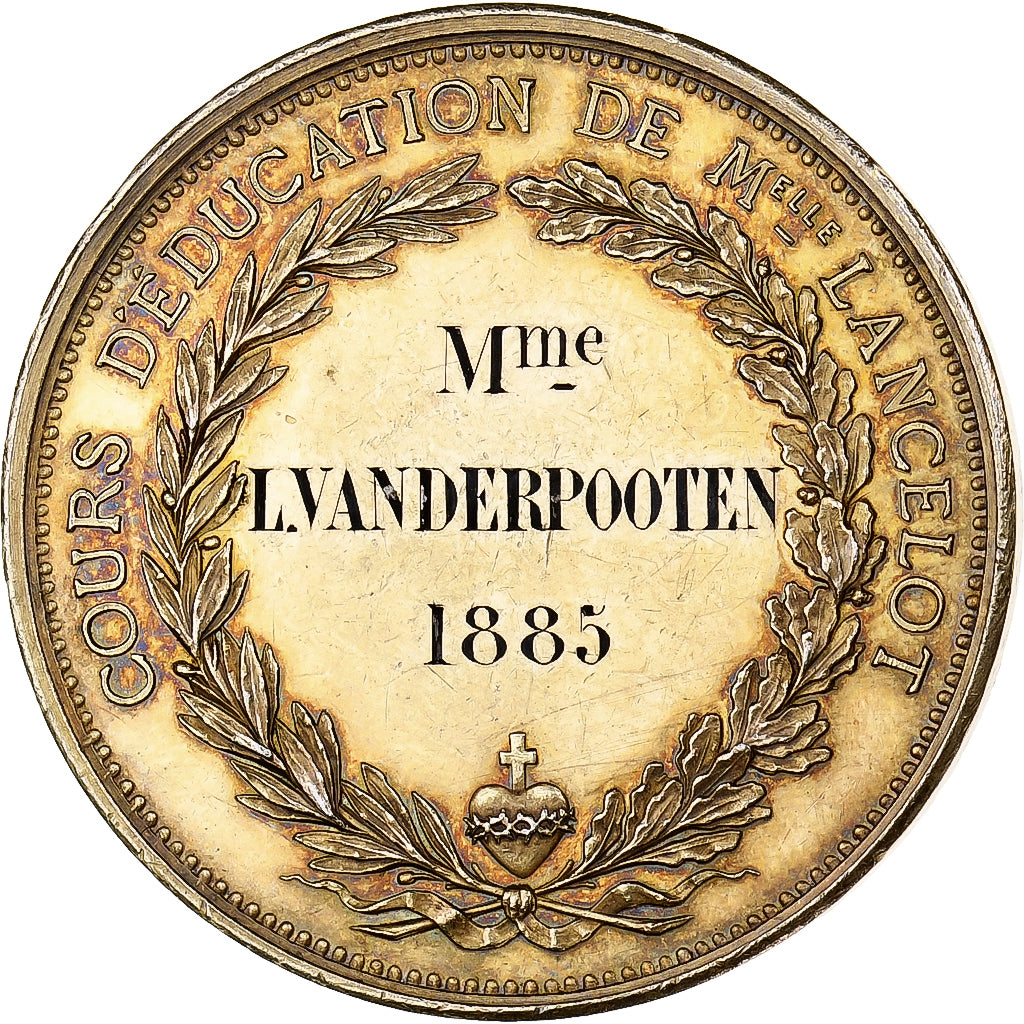 France, Medal, Religion, Travail, Science, Cours d'Education, 1885, Vermeil