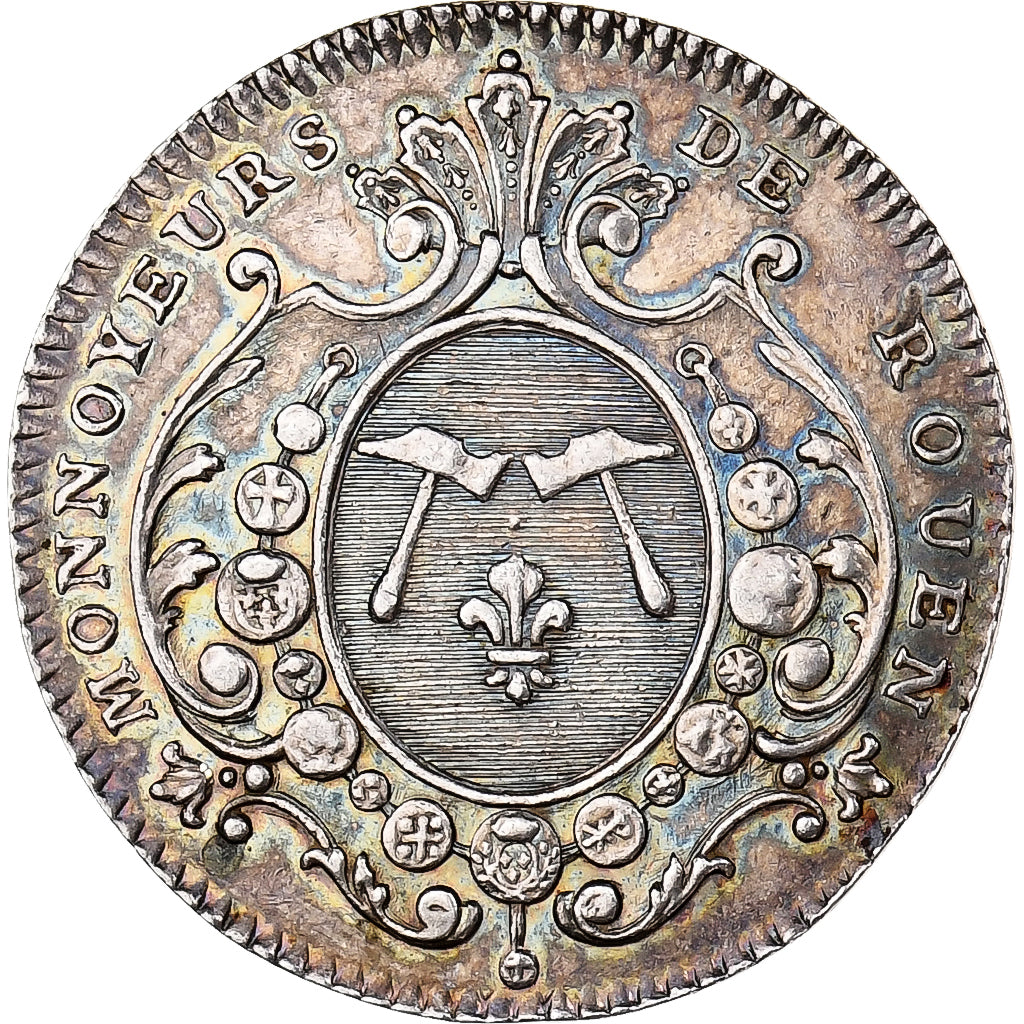 França, Token, Louis XV, Monnaie, Monnoyeurs de Rouen, Prata, AU(50-53)