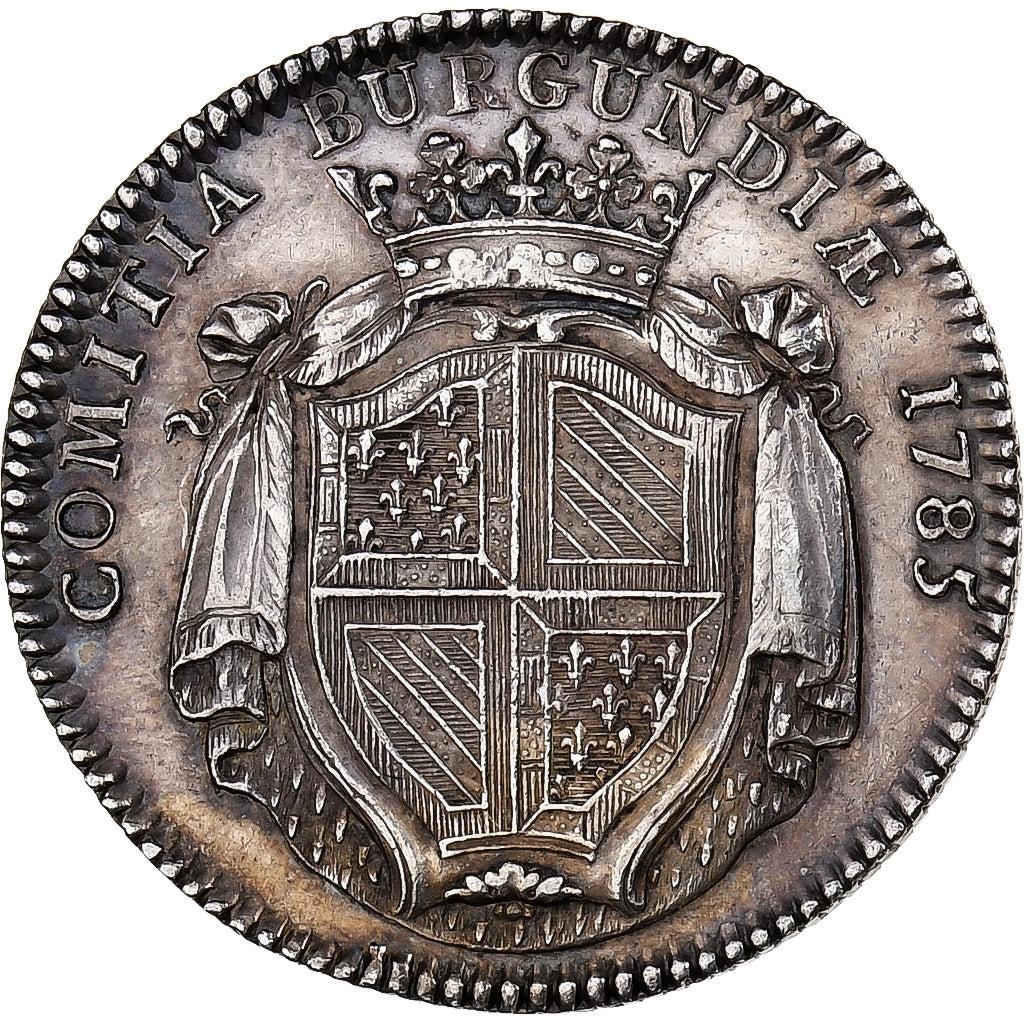 France, Token, Louis XVI, Etats de Bourgogne, 1785, Silver, Duvivier, MS(60-62)