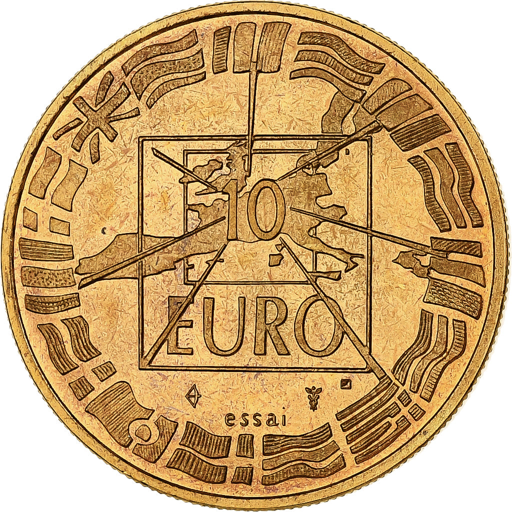 Francia, medaglia, 10 Euro Essai, De Gaulle-Adenauer, 1998, Rame dorato